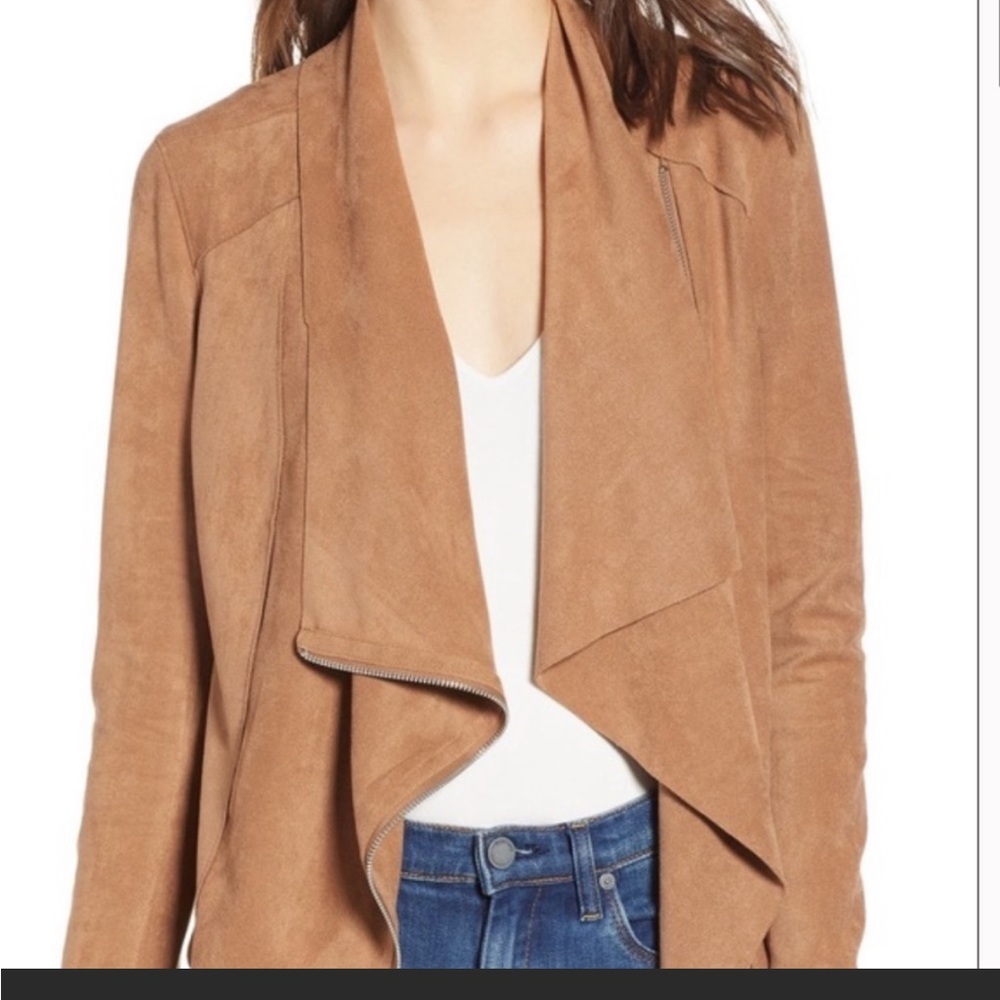 Blank NYC Tan Suede Draped Open Front Jacket